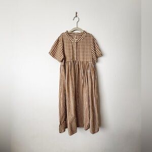 Rylee and cru Brown Checkered Midi Dress size 12